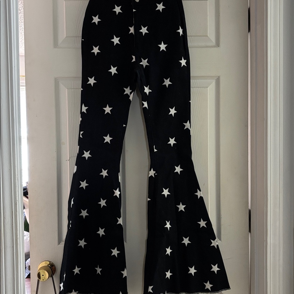 Altar'd State Black Pants with White Star Design